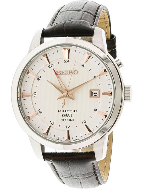 Seiko Men's Kinetic SUN035 Silver Calf Skin Fashion Watch
