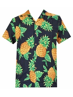 Hawaiian Shirts 50 Mens Pineapple Leaf Beach Aloha Casual Holiday Peach L