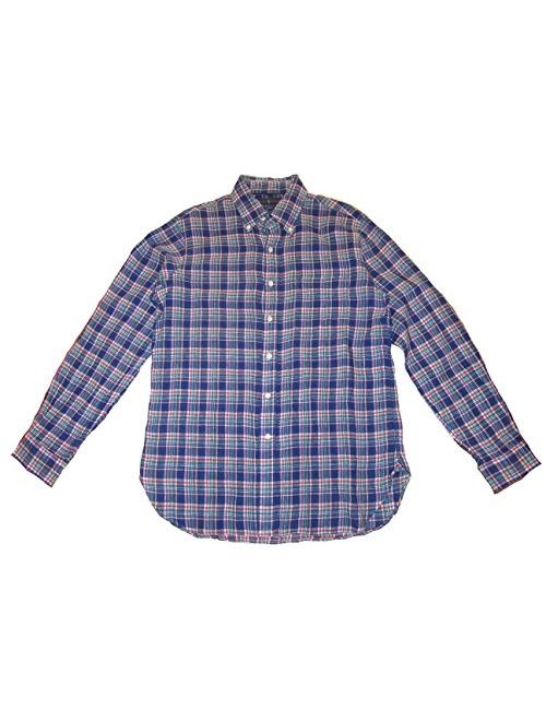 Polo Ralph Lauren ralph lauren polo mens sea soft linen plaid full button shirt multi (medium)