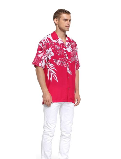 Men's Hawaiian Shirt Aloha Shirt Floral Edge in Pink 3XL