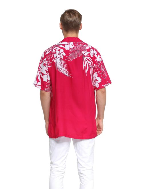 Men's Hawaiian Shirt Aloha Shirt Floral Edge in Pink 3XL