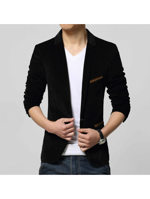 New Jacket Causal One Suit Velvet Hot Men's Blazer Fit Wedding Button Slim Coat