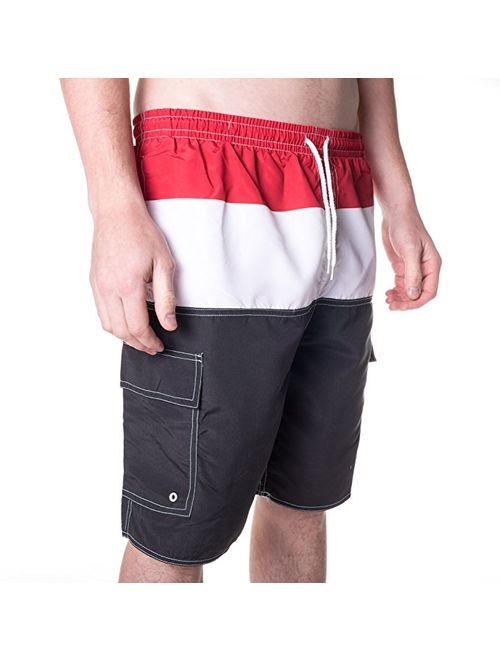 North 15 Men's Swim Trunks With Cargo Pokcets-5110-Rd-Blk-XL
