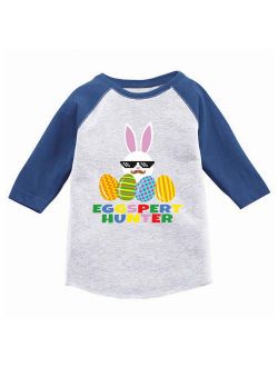 Eggspert Hunter Toddler Raglan Easter T Shirt Kids Easter 3/4 Sleeve Shirt for Toddler Easter Holiday Outfit Funny Easter Gifts for Toddler Girls Easter Bu