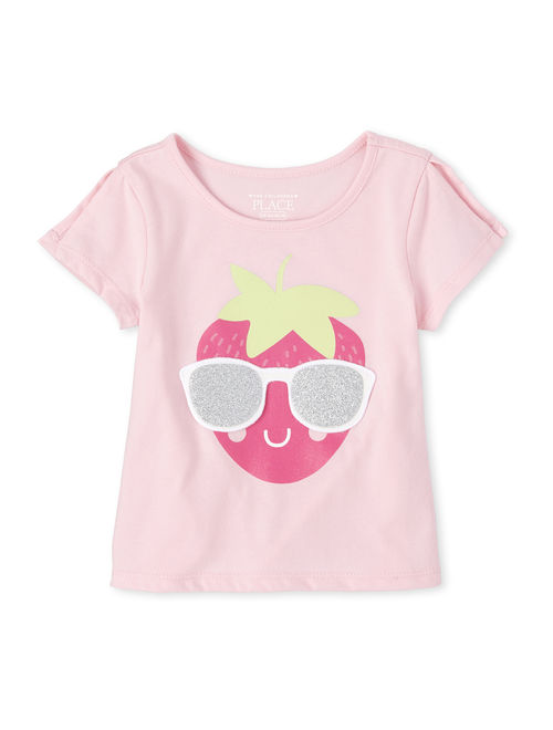 The Children's Place Baby Toddler Girl Flutter Sleeve Fruit Graphic T-Shirt