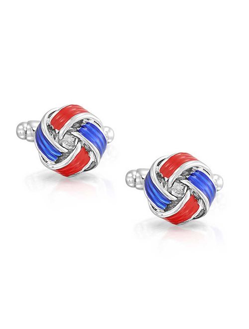 Twist Rope Braid American USA Patriotic Red White Blue Knot Shirt Cufflinks For Men Hinge Back Stainless Steel