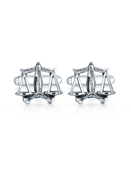 Attorney Legal Judge Lawyer Scales Of Justice Libra Shirt Cufflinks For Men Oxidized 925 Sterling Silver Hinge Back