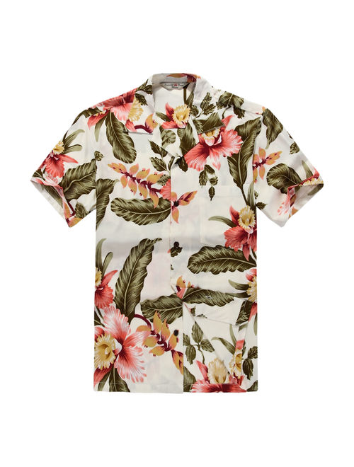 Men's Hawaiian Shirt Aloha Shirt 2XL Raflessia Cream