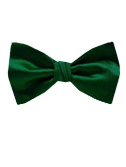 BuyYourTies - PBT-ADF-17 - Men's Pre-tied Formal Tuxedo Solid Color Bow Tie Hunter Green
