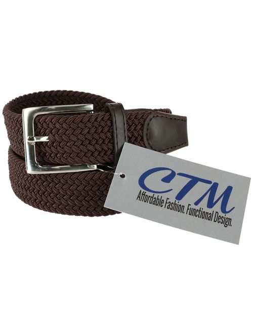 Men's Elastic Braided Stretch Belt with Silver Buckle