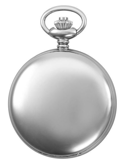 Men's Silver-Tone Polished Finish Covered Quartz Pocket Watch with Chain # GWC15042SM