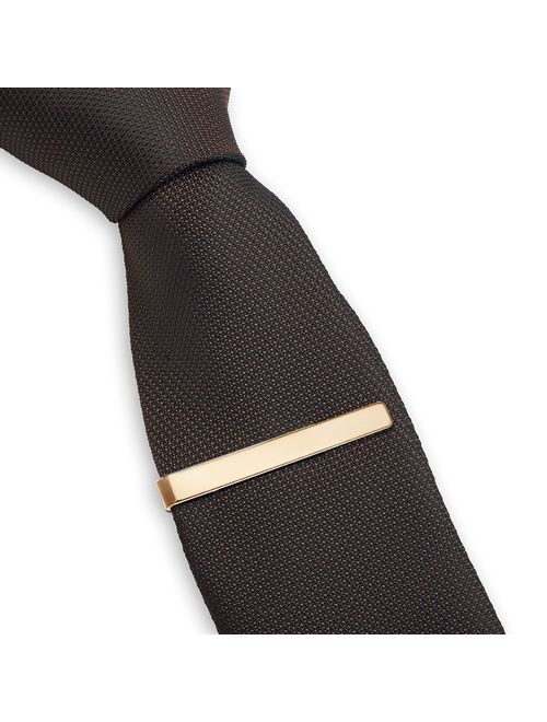 3 Pc Set Mens 1.5 Inch Tie Bar Clip Pinch Clasp Skinny Ties Silver, Black & Gold