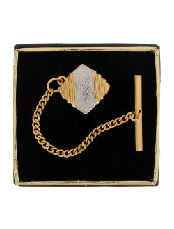 Gold & Silver Two Tone Textured Cushion Square Mens Tie Tac Tack Pin Gift Boxed