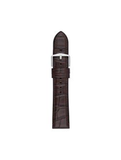 Men's 22mm Dark Brown Croco Leather and Black Silicone Watch Strap