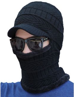 Men's Knitted Full Hats Winter Snow Face Cover Scarf Outdoor Protect Neck Caps