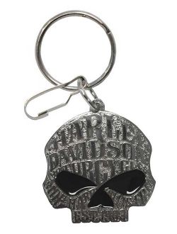Willie G Sugar Skull Logo Enamel Key Chain, Silver 4382, Harley Davidson