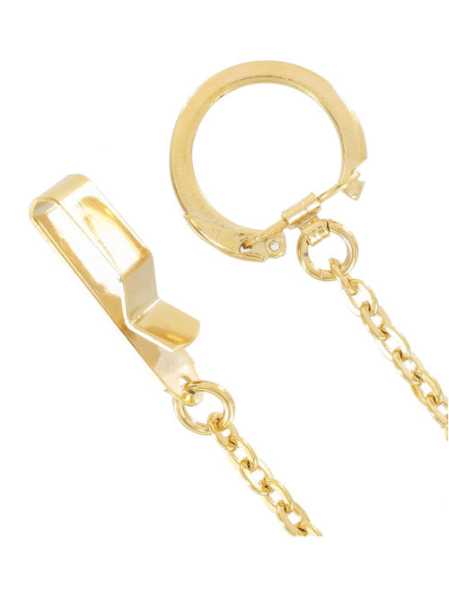 Key Chain Men's Yellow Gold Tone Belt Hook Key Ring 20" Extra Long