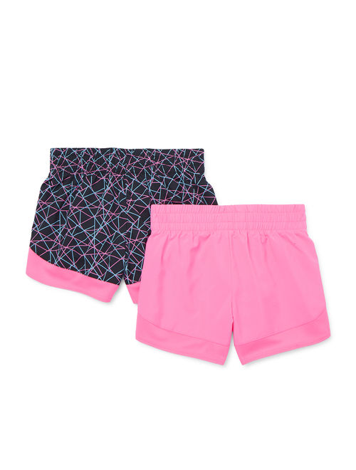 Athletic Works Girls 4-18 & Plus Printed & Solid Active Running Shorts, 2-Pack