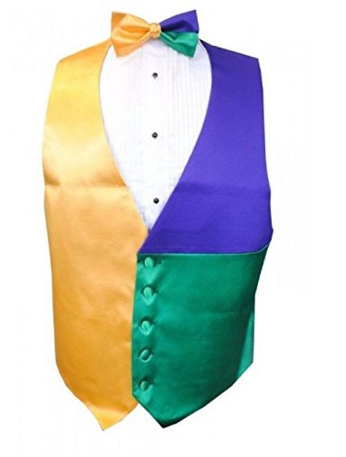 Mardi Gras Block Party Tuxedo Vest and Bow Tie