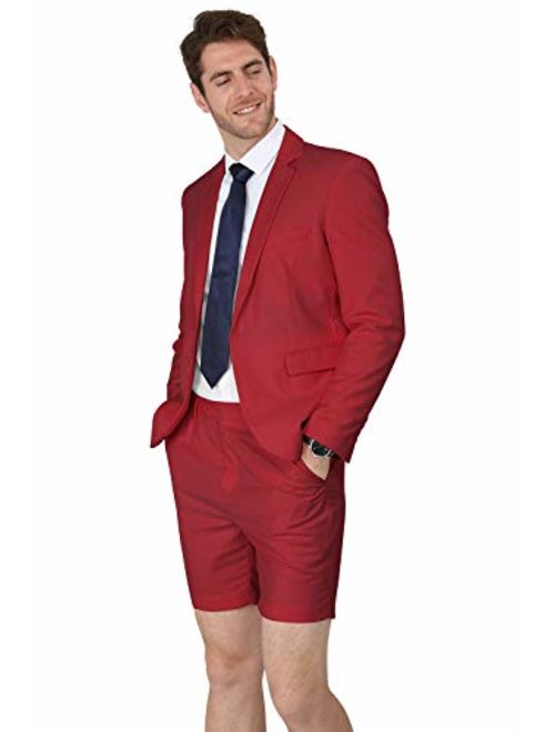 MAGE MALE Mens Summer Suit 2 Piece Suit Cause Blazer and Breathable Shorts