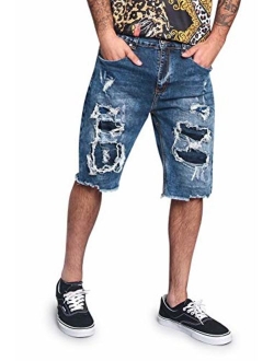 Victorious Mens Ripped & Distressed Denim Shorts