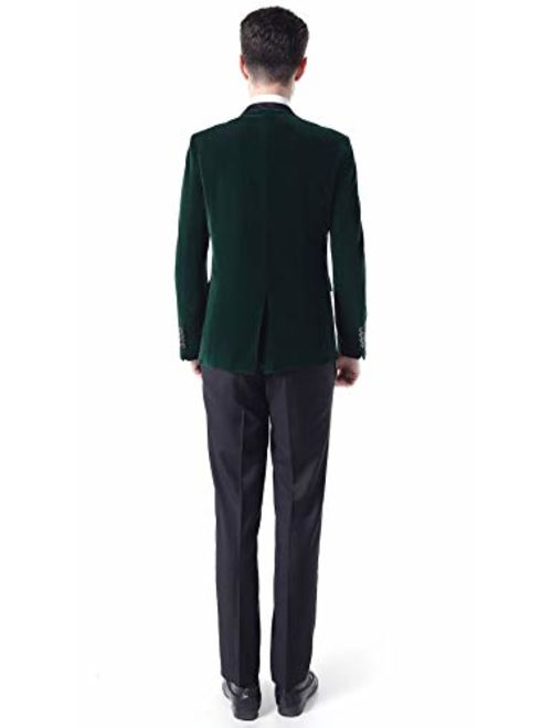 Men's One Button Royal Blue Suit Velvet Jacket Black Vest Pants Wedding Suits Groom Tuxedos