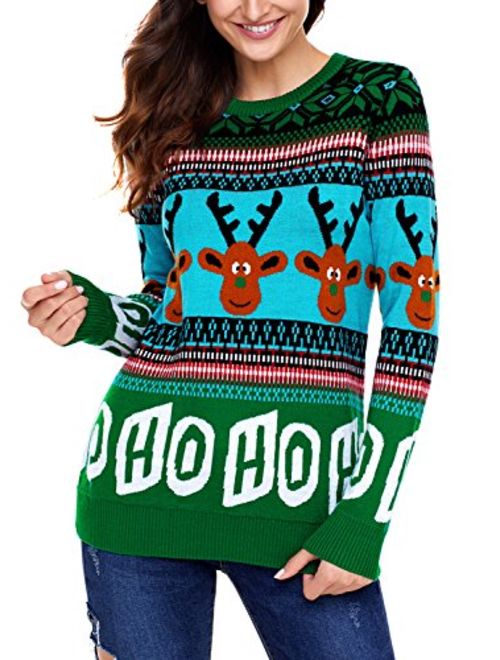 Dokotoo Womens Cute Reindeer Snowman Christmas Knit Sweater Pullovers (S-XXL)