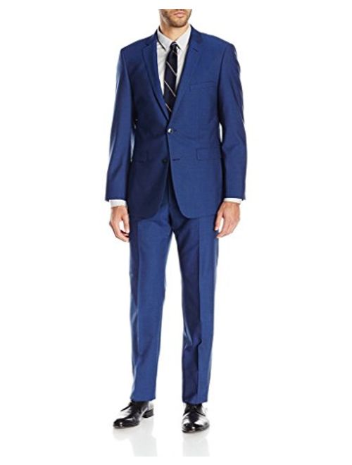 Adam Baker Men's Slim Fit Single Breasted Notch Lapel 2-Piece Solid Suit Set - Colors
