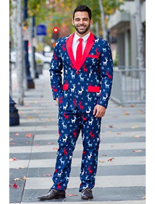 Tipsy Elves Men's Christmas Suit Reindeer Gains Blazer+Tie and Pants (Sold Separately)