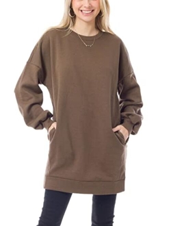 MixMatchy Women's Casual Oversized Crew/V Neck Sweatshirts Loose Fit Pullover Tunic