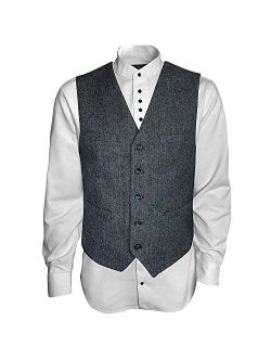 Men's Irish Vest Full Back Grey Herringbone Wool Blend Tweed Vest