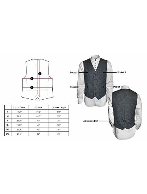 Irish Setter Men's Irish Vest Full Back Grey Herringbone Wool Blend Tweed Vest