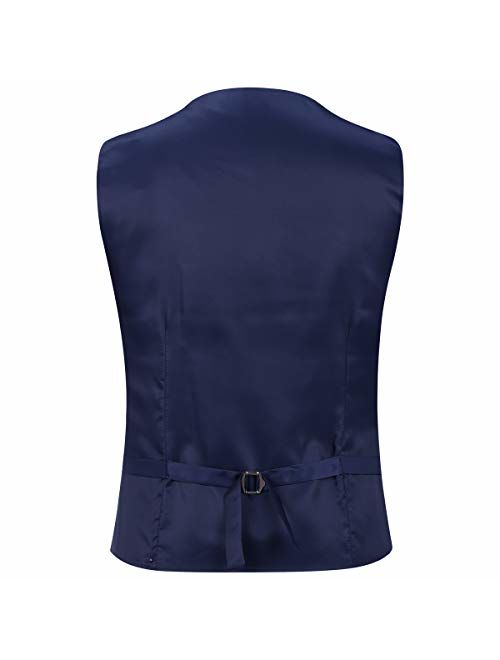 Boyland Men's Formal Suit Floral Slim Fit 3 Pieces Shawl Lapel Prom Dinner Formalwear Tux Suit Jacket Vest Pants Navy Blue