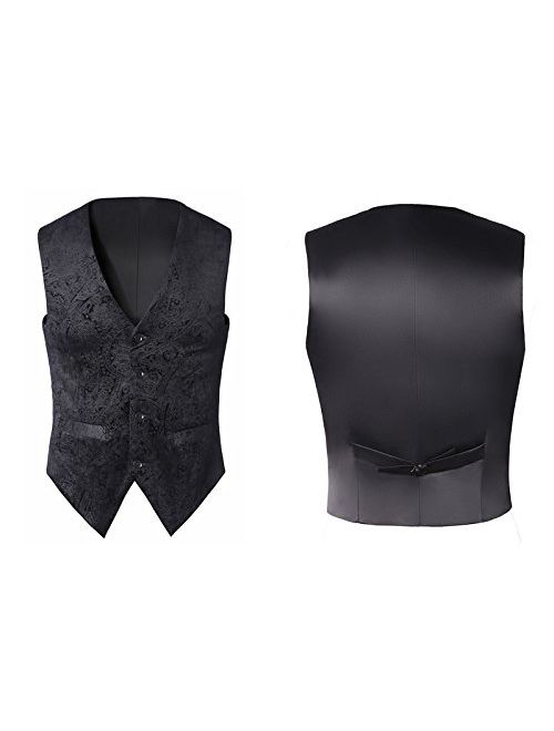 LILIS Men's Fashion One Button Jacquard Weave Mens Slim Fit Tuxedos Suits 3 Piece Sets