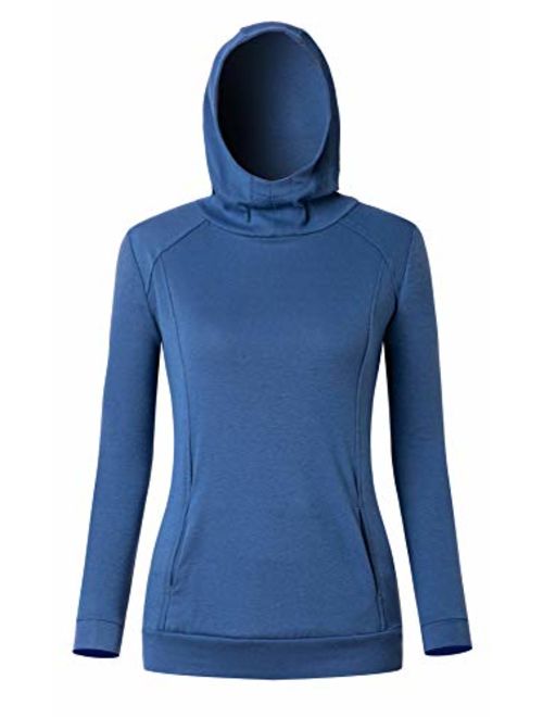 Le Vonfort Women's Long Sleeve Hoodie V Neck Sweatshirt Quick Dry Casual Cowl Neck Pullover with Pocket