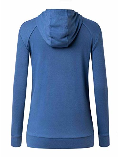 Le Vonfort Women's Long Sleeve Hoodie V Neck Sweatshirt Quick Dry Casual Cowl Neck Pullover with Pocket