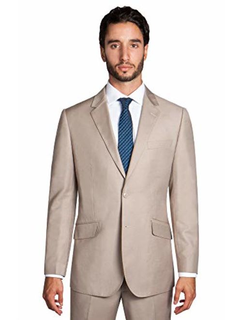 Zeratova Men's Modern Fit 2 Piece Italian Suit Two Button Wool Blazer & Trousers Smart Party Formal Suits