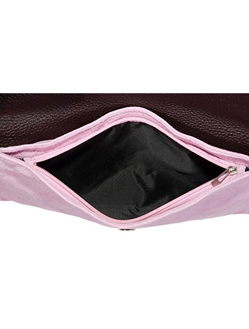 Primo Sacchi Italian Suede Leather Envelope Clutch Wrist Shoulder Crossbody Bag