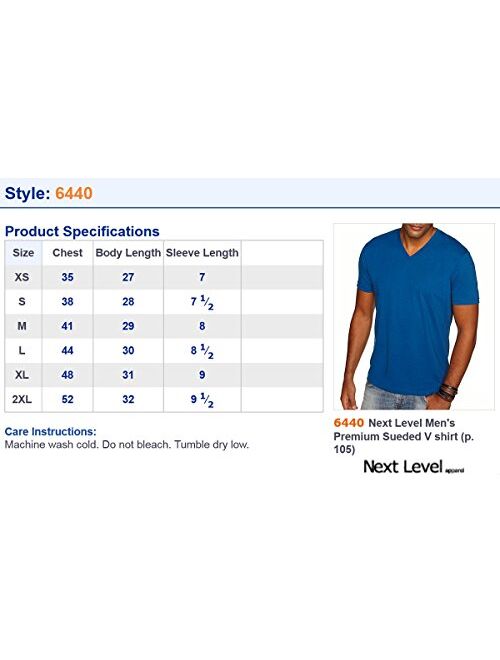 Next Level Men's NL6440 Sueded Baby Rib Soft V-Neck T-Shirt