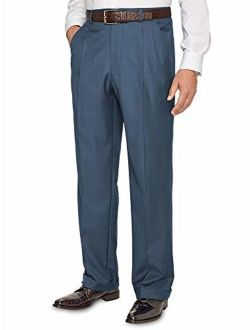 Paul Fredrick Men's Super 120s Sharkskin Pleated Suit Pants