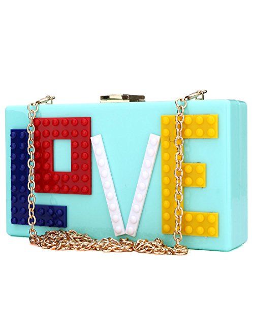 Womens Love Acrylic Clutch Evening Party Bag Purse Handbag for Women Ladies Ideal Gift