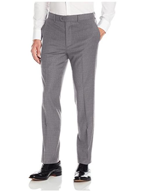 Bensol Men's Flat Front Slim Fit Wool Gabardine Pant, Medium Grey, 38W X 34L