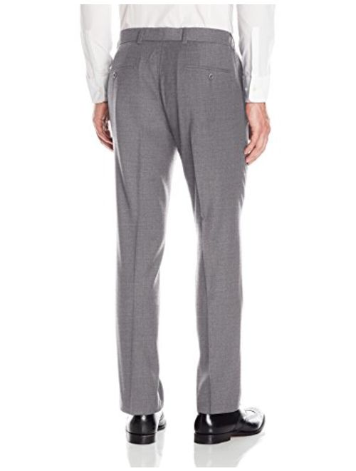 Bensol Men's Flat Front Slim Fit Wool Gabardine Pant, Medium Grey, 38W X 34L