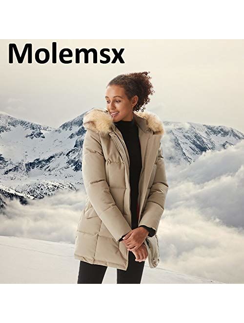 Molemsx Women's Padded Long Fur Hooded Thickened Jacket Winter Warm Puffer Coat Parka XS-XXL