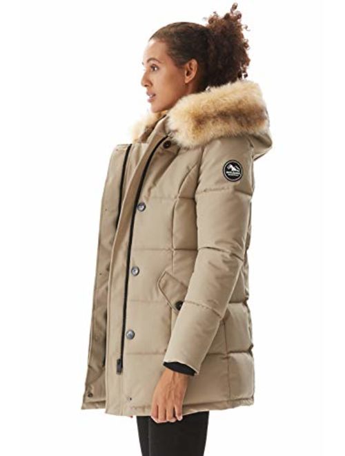Molemsx Women's Padded Long Fur Hooded Thickened Jacket Winter Warm Puffer Coat Parka XS-XXL