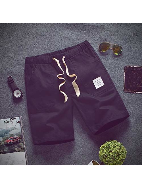 Fashion Mens Shorts Summer Solid Casual Running Pocket Drawstring Short Pants