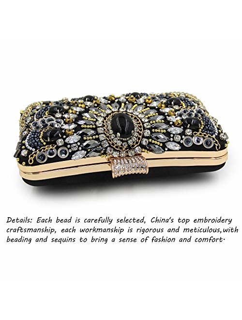 Evening Clutch Bags Beads clutch Black Autumn new style women Crystal Rhinestone bag formal dress handbags