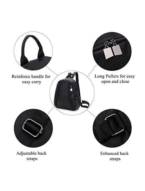 Women Backpack Purse,Fashion Grain PU Leather and Nylon Shoulder Bag for Ladies Small Casual Daypack