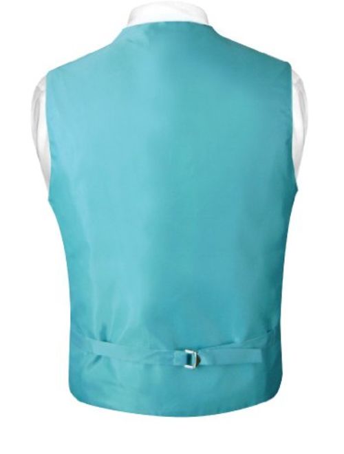 Vesuvio Napoli Men's Paisley Design Dress Vest & Necktie Turquoise Aqua Blue Color Neck Tie Set