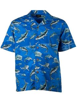 Benny's Mens Sharks Parrothead Hawaiian Shirt